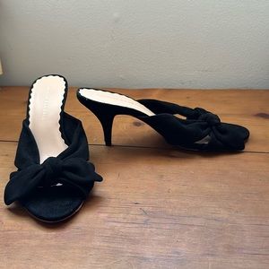Loeffler Randall black velvet kitten heels with bow
